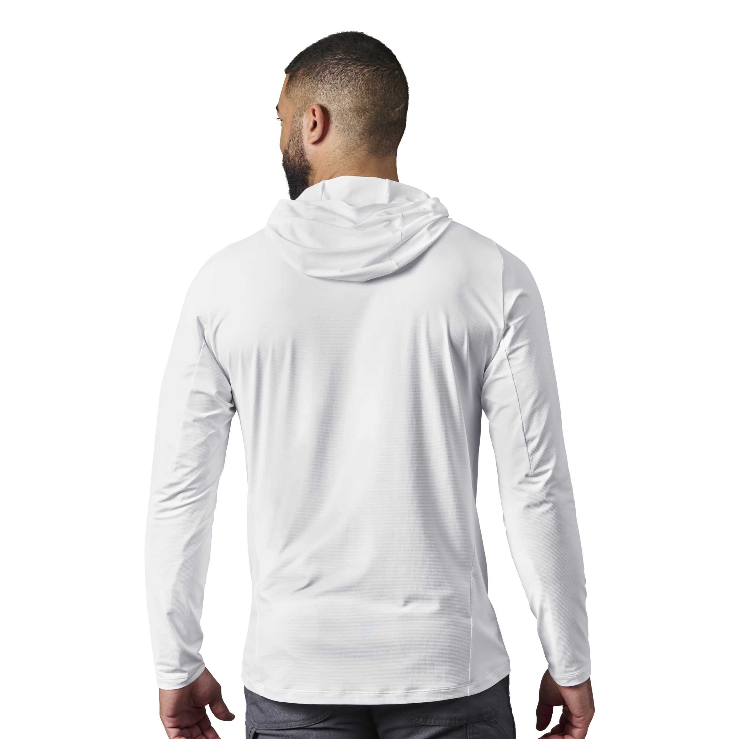 Men's Hooded Ultra Lightweight Sunshirt White - Image 3