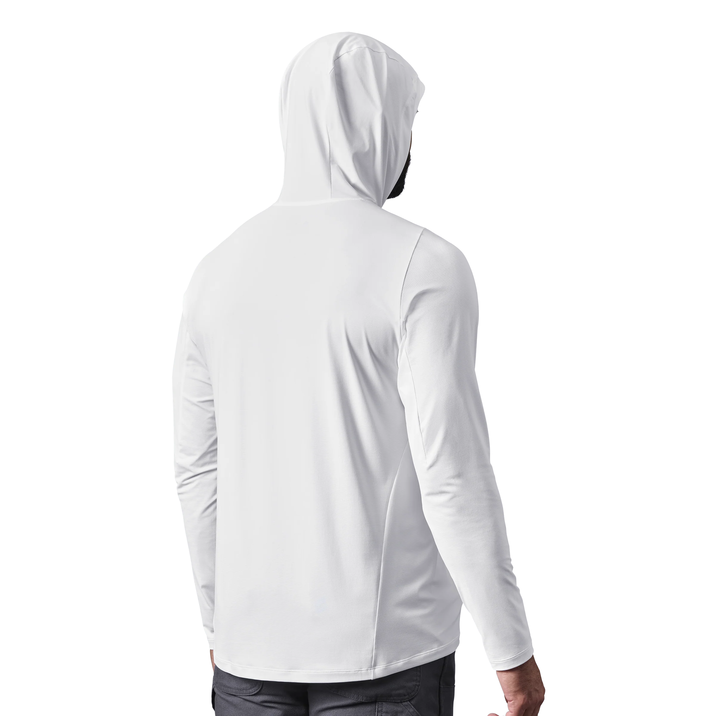 Men's Hooded Ultra Lightweight Sunshirt White - Image 4